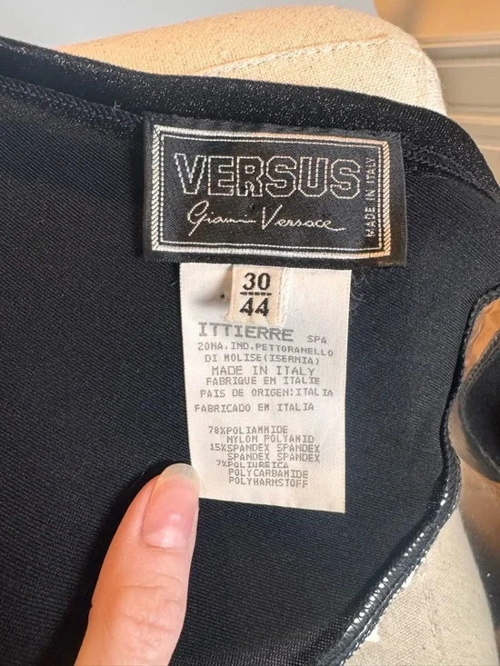 Vintage Versace Black Long Jersey Dress w/ PVC Inserts – Size 44 - Picture 10 of 11